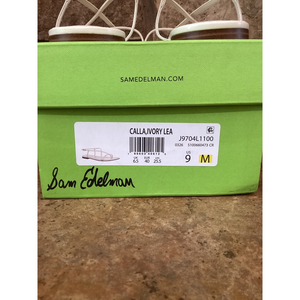 Sam Edelman Calla Ivory Lea Embossed Leather Strappy Flat Sandals Women 9 M New - Picture 7 of 7